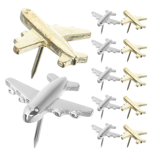 36Pcs Assorted Airplane Shape Metal Push Pins for Bulletin and Map