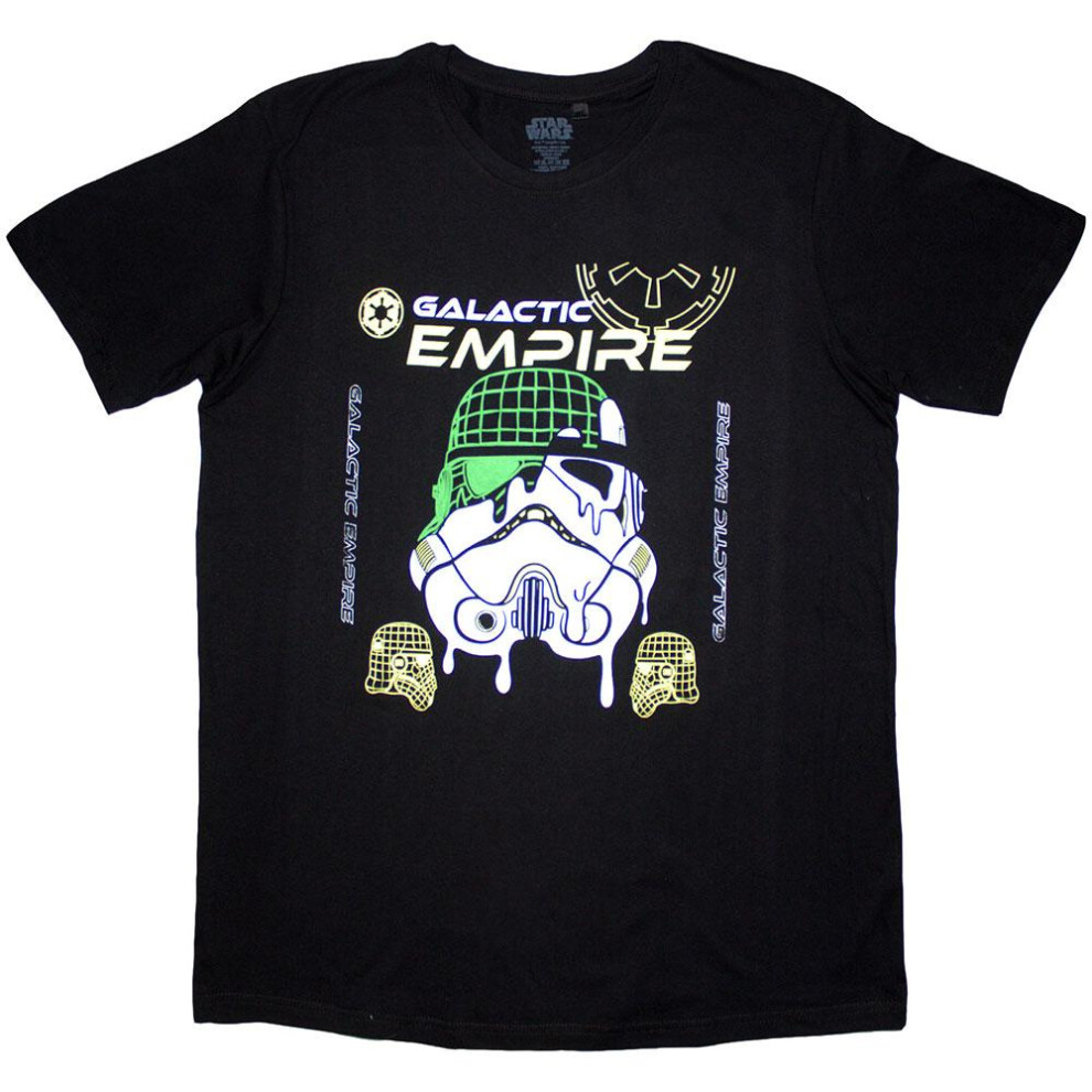 Star Wars (L, Black) Unisex Adult Galactic Empire Melted Mask T-Shirt