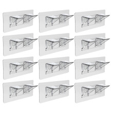 12Pcs Clear Acrylic Shelf Holders Durable Punch-Free Pins for Bathroom