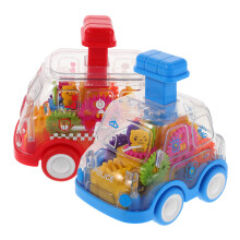 6St Transparante Plastic Duwauto Voor Kinderen Met Kleurrijke Gears