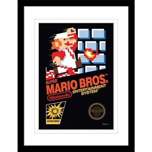Super Mario Super Mario NES Cover Framed Art Print