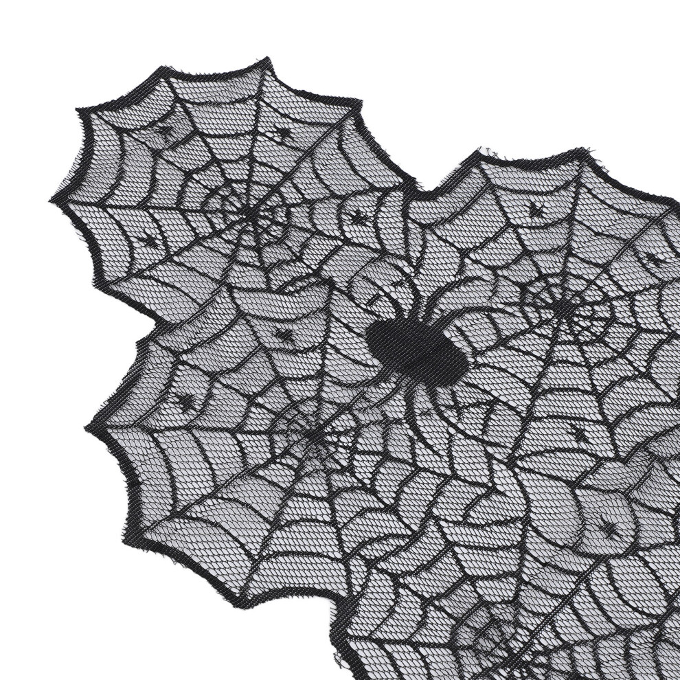 Black Lace Table Runner Spiderweb 183x46cm