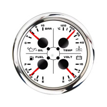 85mm 4-in-1 Multifunction Gauge with 0-190ohms/240-33ohms Fuel Level Gauge Water Temp Oil Press Voltmeter C