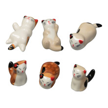 12Pièces Support Baguettes Céramique Décor Chat Style Japonais