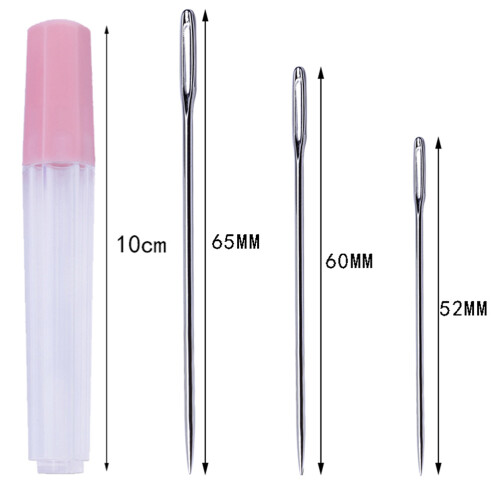 57Pcs Silver Stainless Steel Large Eye Stitching Needles for Sewing 2