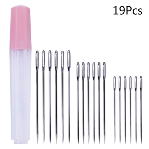 57Pcs Silver Stainless Steel Large Eye Stitching Needles for Sewing 1
