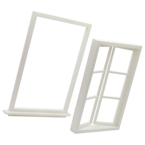 10Pcs White Wooden Dollhouse Window Frames with Grid Pane for DIY 2
