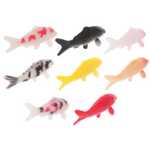 8pcs Lifelike Pvc Koi Fish Figurine Soft Mini Fish Model For Garden Decor Tank Keychain Craft Modeling Decor