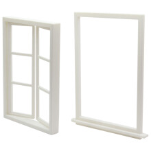 10Pcs White Wooden Dollhouse Window Frames with Grid Pane for DIY