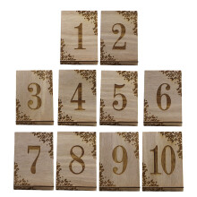 40Pcs Lightweight Wood Table Numbers 1-10 Rustic Assorted Color Decor