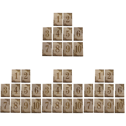 40Pcs Lightweight Wood Table Numbers 1-10 Rustic Assorted Color Decor 1