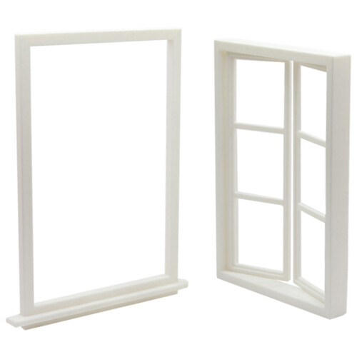 10Pcs White Wooden Dollhouse Window Frames with Grid Pane for DIY 1