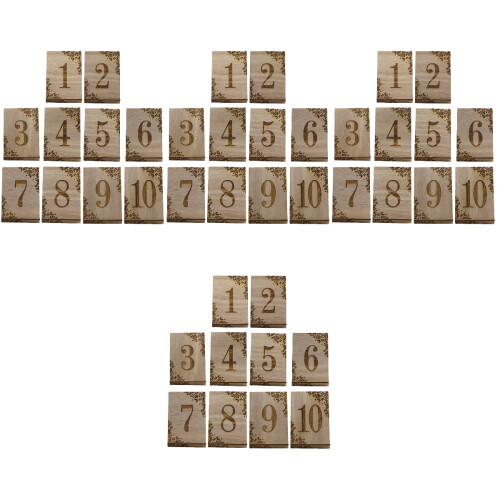 40Pcs Lightweight Wood Table Numbers 1-10 Rustic Assorted Color Decor 2