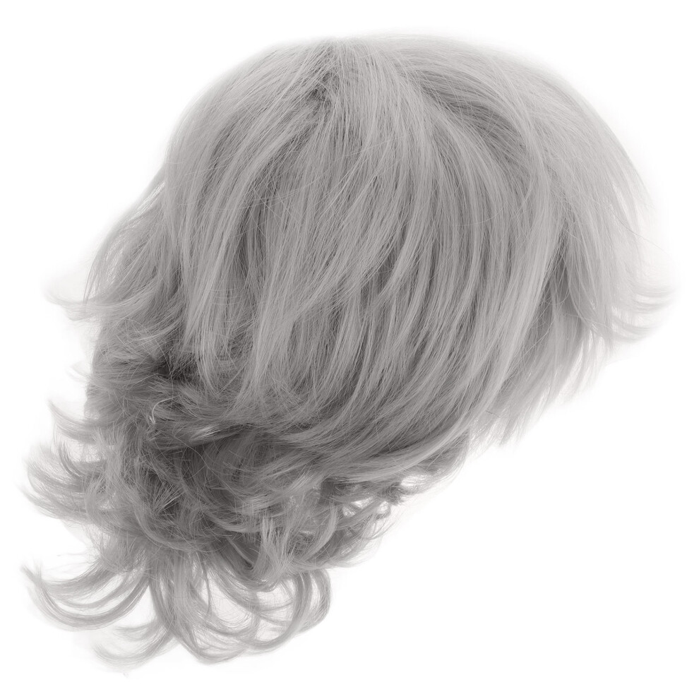 Villcase Unisex White,Silver 3Pcs Silver White Short Curly Synthetic Wigs For Women Heat Resistant