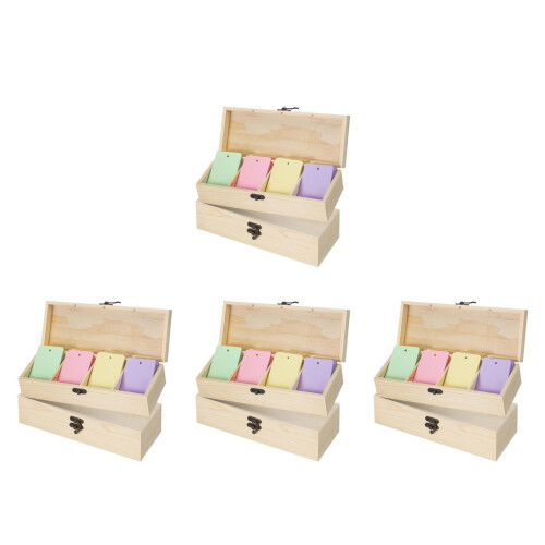 8Pcs Plain Wooden Storage Boxes with Compartments and Hinged Lid 2