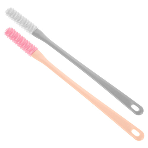 4Pcs Long Handle Silicone Foot Scrubber Brush for Shower Multi-Color 1