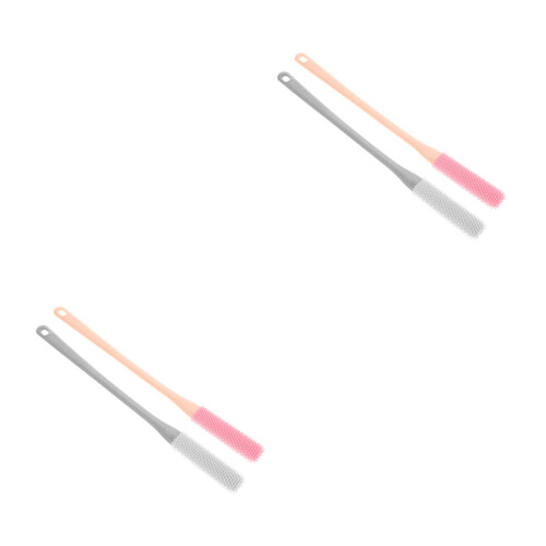 4Pcs Long Handle Silicone Foot Scrubber Brush for Shower Multi-Color 2