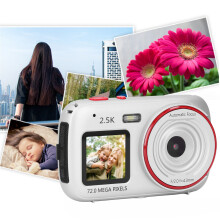 Fotocamera digitale con doppio schermo da 72 MP e 2,5K, zoom 16X, argento