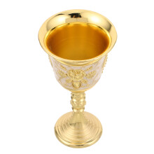 2Pcs Retro Wine Goblets Metal Embossed Decorative Chalice Cups