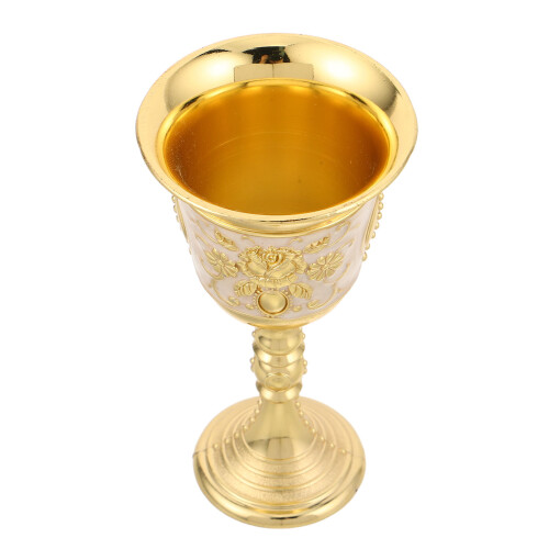 2Pcs Retro Wine Goblets Metal Embossed Decorative Chalice Cups