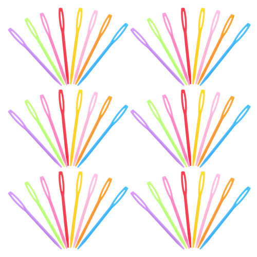 6000Pcs Large Eye Plastic Yarn Needles Assorted Colors for Home Crafts