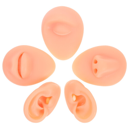 5Sets Khaki Silicone Ear Piercing Model Realistic Practice Body Parts