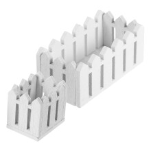 8Pcs White Miniature Wooden Fence and Flower Basket for Home Use