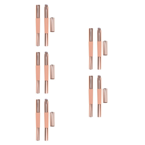 10Pcs Silicone Dual Ended Lip Brush with Cap Soft Pink Makeup Tool 2