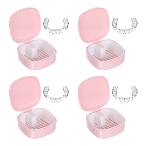 4Pcs Pocket Retainer Carrier Box Pink Durable Plastic Storage 1