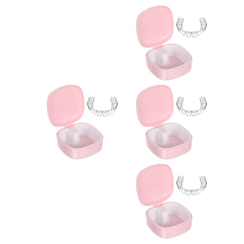 4Pcs Pocket Retainer Carrier Box Pink Durable Plastic Storage 2