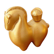 4Pcs Handmade Golden Copper Horse Statues Stylish Home Decoration
