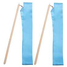 4Pcs Blue Artistic Twirling Ribbons Bamboo Rods for Kids Dance and Gym