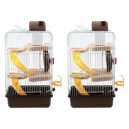 2Pcs Multi-Layer Coffee Hamster Cage Durable Pet House for Small Pets 1