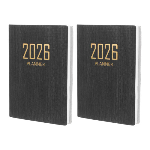 8Pcs Portable Weekly Monthly Planner Notebook Black PU Paper for Work 1