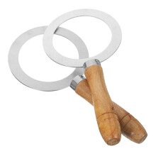 8 Pcs Stainless Steel Milk Tea Brulee Rings with Wooden Handle