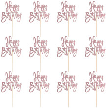 12Pcs Pink Double Sided Birthday Centerpiece Sticks Party Table Decor