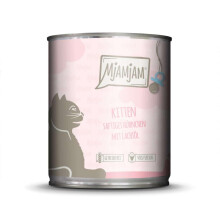 MjAMjAM - premium wet food for cats - kitten juicy chicken with salmon oil, pack of 6 (6 x 800 g), grain-free with extra meat
