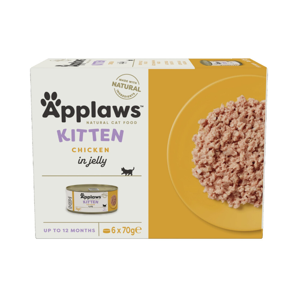 Applaws Natural Wet Kitten Food, Chicken Multipack In Jelly 70 G Tin - 4 X (6 X 70 G) Tins