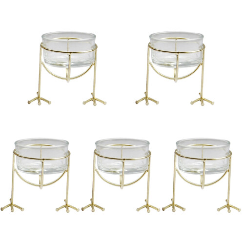 5pcs Glass Candle Holder Tea Light Stand Table Decor 1