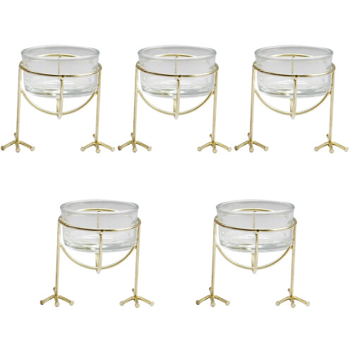 5pcs Glass Candle Holder Tea Light Stand Table Decor 2