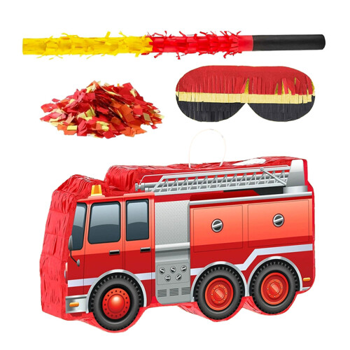 5Ensembles Accessoires Camion Pompier Papier Rouge Décor Suspendu 2