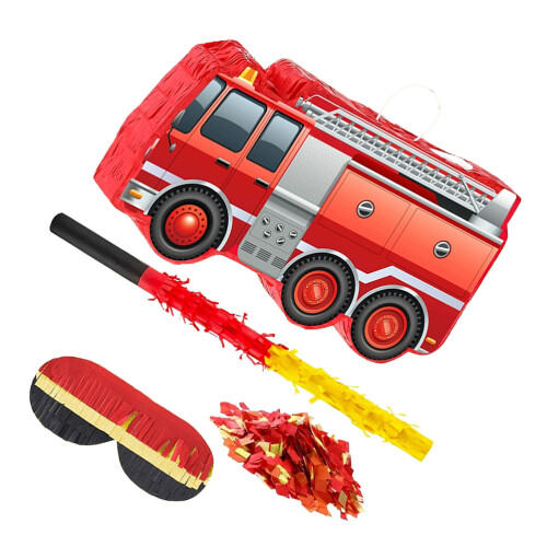 5Ensembles Accessoires Camion Pompier Papier Rouge Décor Suspendu 1