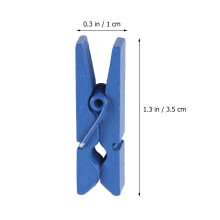 60Pcs Blue Wooden Photo Clips Mini Candy Color Clips for Home Decor