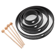 4Sets Handheld Kids Percussion Drums Natural Wood Orff Instrument Set