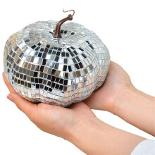 Zilveren Spiegelende Discobal, Discobal in de Vorm van een Pompoen, Geschikt voor DJ-Clubfeest, Reflecterende Halloween-Pompoenbal van 15 cm