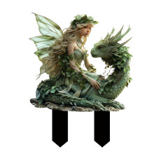Bohemian Fairy Flower Pot Decoration, 2D Acrylic Garden Ground Insert Pot Accessory, Large Plant Figurine