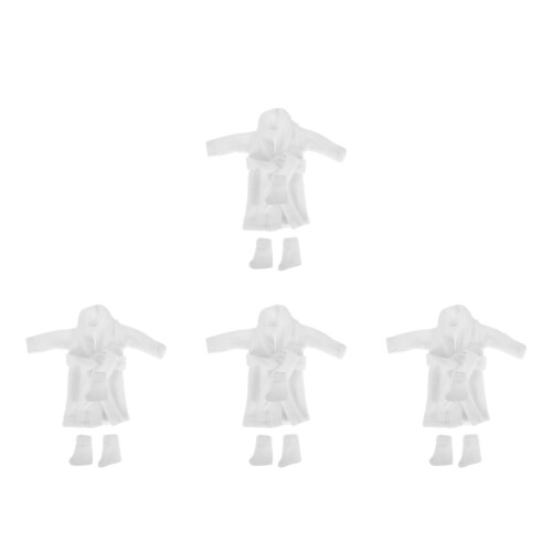 4Sets Mini Badjas Kleding Voor Pop Accessoires Wit Zachte Materialen 2