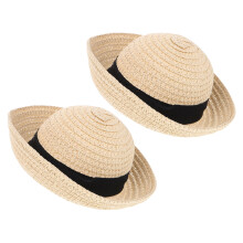 4St Mini Strohoed Ambachten Voor Vrouwen | Beige Poppenhuis Ornamenten