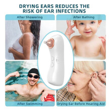 Ear Dryer for Adult and Kids, Ear Water Remover, Rechargeable Electronic Warm Air Ear Care Device with 3 Ear Tips