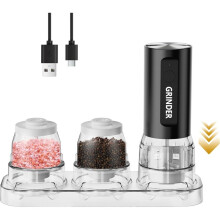 Wiederaufladbares Automatisches Salz- und Pfeffermühlen-Set - 2 X 100 Ml Gewürzgläser, 60-Tage-Batterie, 5 Mahleinstellungen, NewHome-Geschenk